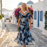 Xenia - Hosszú elegáns ruha V kivágással