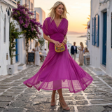 Xenia - Hosszú elegáns ruha V kivágással
