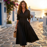 Lana - Elegáns pamut ruha gallérral