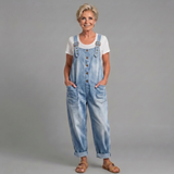 Gabriella Budapest | Sara - Vintage Mosott Farmer Anyagból Készült Kertésznadrág