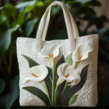Bolso Artesanal Acolchado - Lirios Blancos