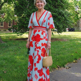 Gabriella Budapest | Virágmintás, V-nyakú maxi ruha
