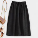 Gabriella Budapest | Elegáns Vintage Midi Szoknya Magdaléna Elülső Zsebekkel