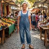 Gabriella Budapest | Sara - Vintage Mosott Farmer Anyagból Készült Kertésznadrág