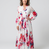 Gabriella Budapest | Virágmintás, hosszú ujjú maxi ruha