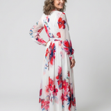 Gabriella Budapest | Virágmintás, hosszú ujjú maxi ruha