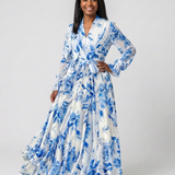 Gabriella Budapest | Virágmintás, hosszú ujjú maxi ruha